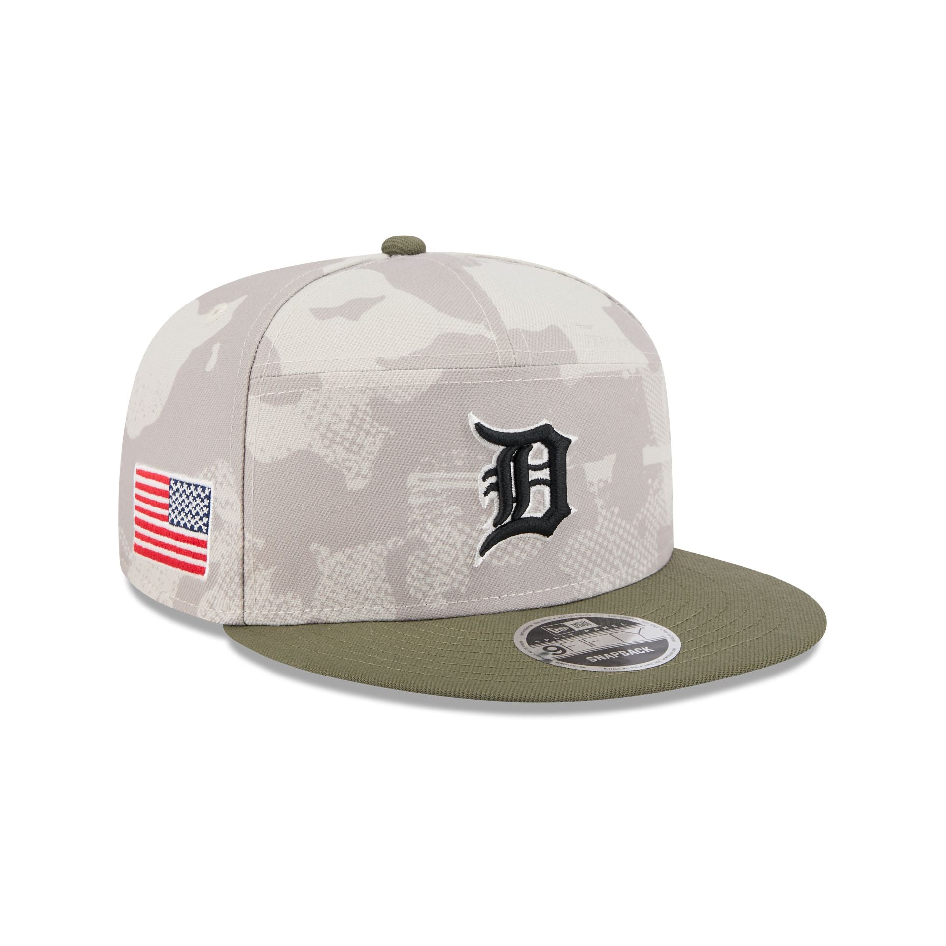 Detroit Tigers Armed Forces Day 2025 Split Panel 9FIFTY Snapback Hat