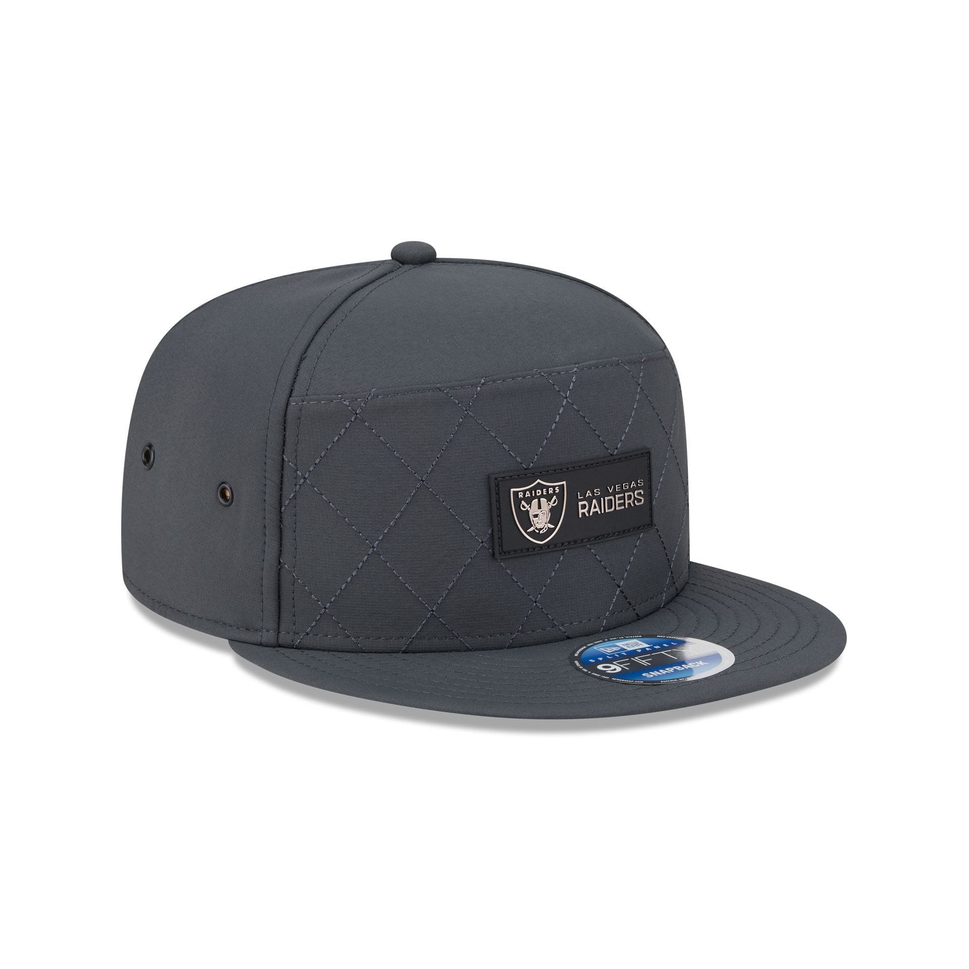 Las Vegas Raiders 2025 Sideline Cold Weather Steel Clouds Split Panel 9FIFTY Snapback Hat