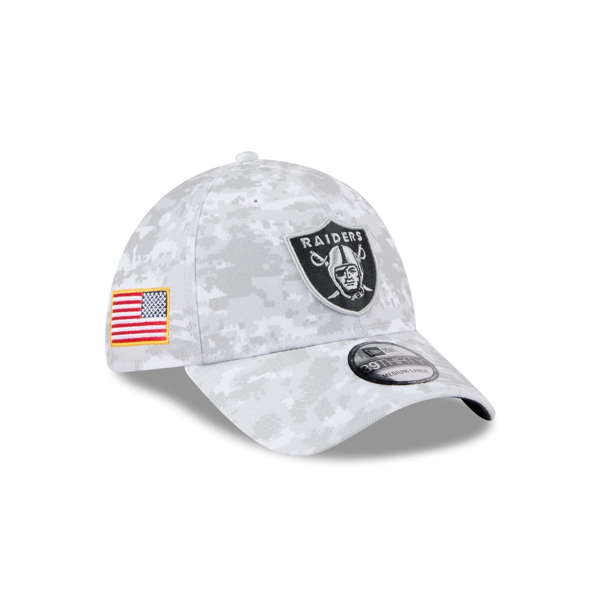 Las Vegas Raiders 2025 Salute to Service Fan Gear 39THIRTY Stretch Fit Hat