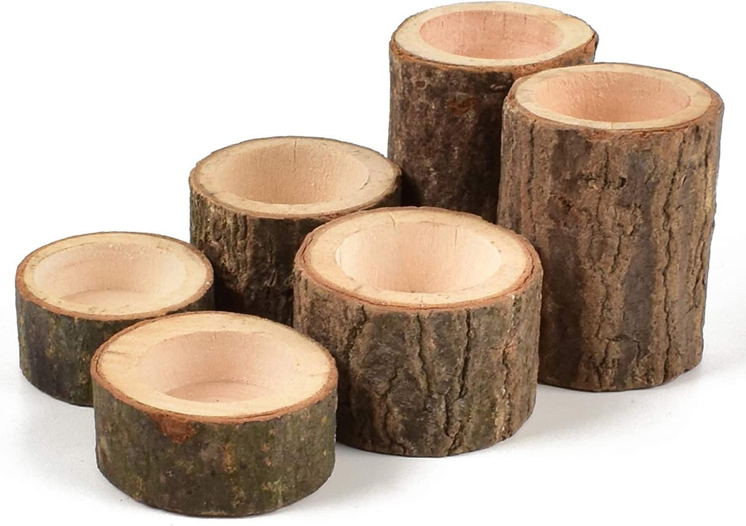 Wooden Tea Light Candle Holders Set of 6, Personalized Natural Wooden Votive Tealight Holder for Rustic Centerpieces for Table, Great for Home, Wedding Various Festivals Decoration