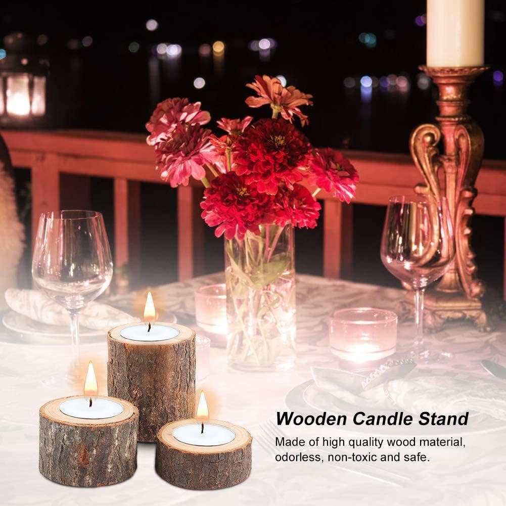 Wooden Tea Light Candle Holders Set of 6, Personalized Natural Wooden Votive Tealight Holder for Rustic Centerpieces for Table, Great for Home, Wedding Various Festivals Decoration
