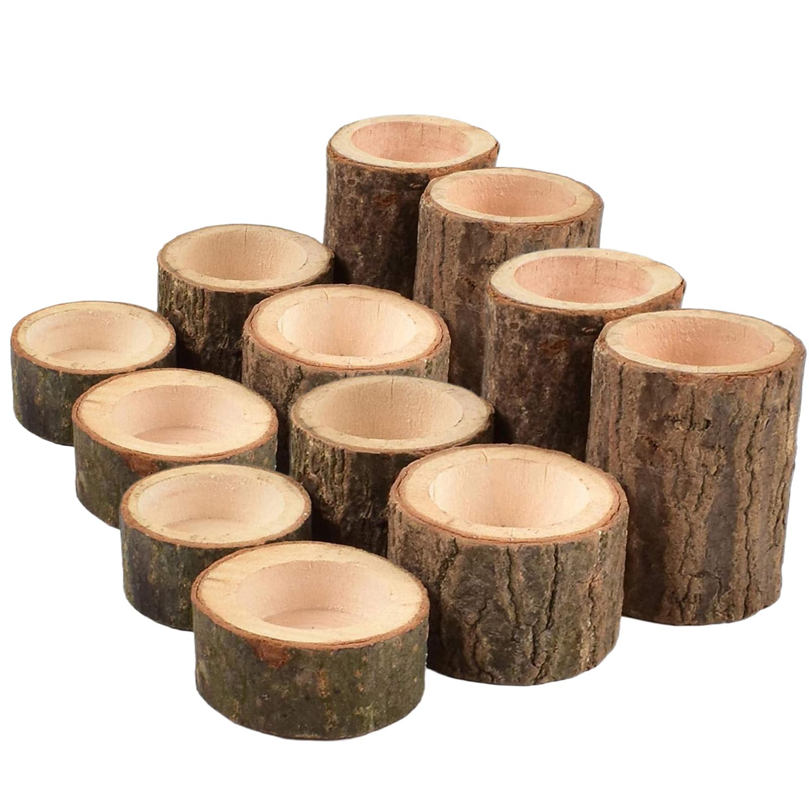 Wooden Tea Light Candle Holders Set of 6, Personalized Natural Wooden Votive Tealight Holder for Rustic Centerpieces for Table, Great for Home, Wedding Various Festivals Decoration