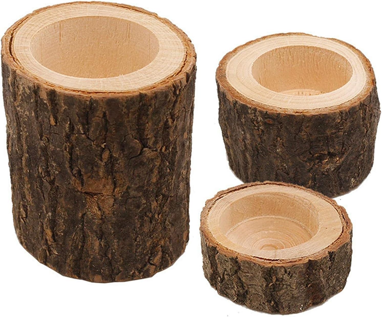 Wooden Tea Light Candle Holders Set of 6, Personalized Natural Wooden Votive Tealight Holder for Rustic Centerpieces for Table, Great for Home, Wedding Various Festivals Decoration