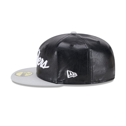 Las Vegas Raiders Faux Leather Crown 59FIFTY Fitted Hat