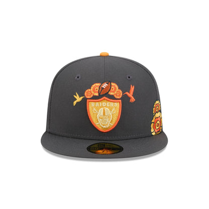 Las Vegas Raiders Day of the Dead Graphite 59FIFTY Fitted Hat