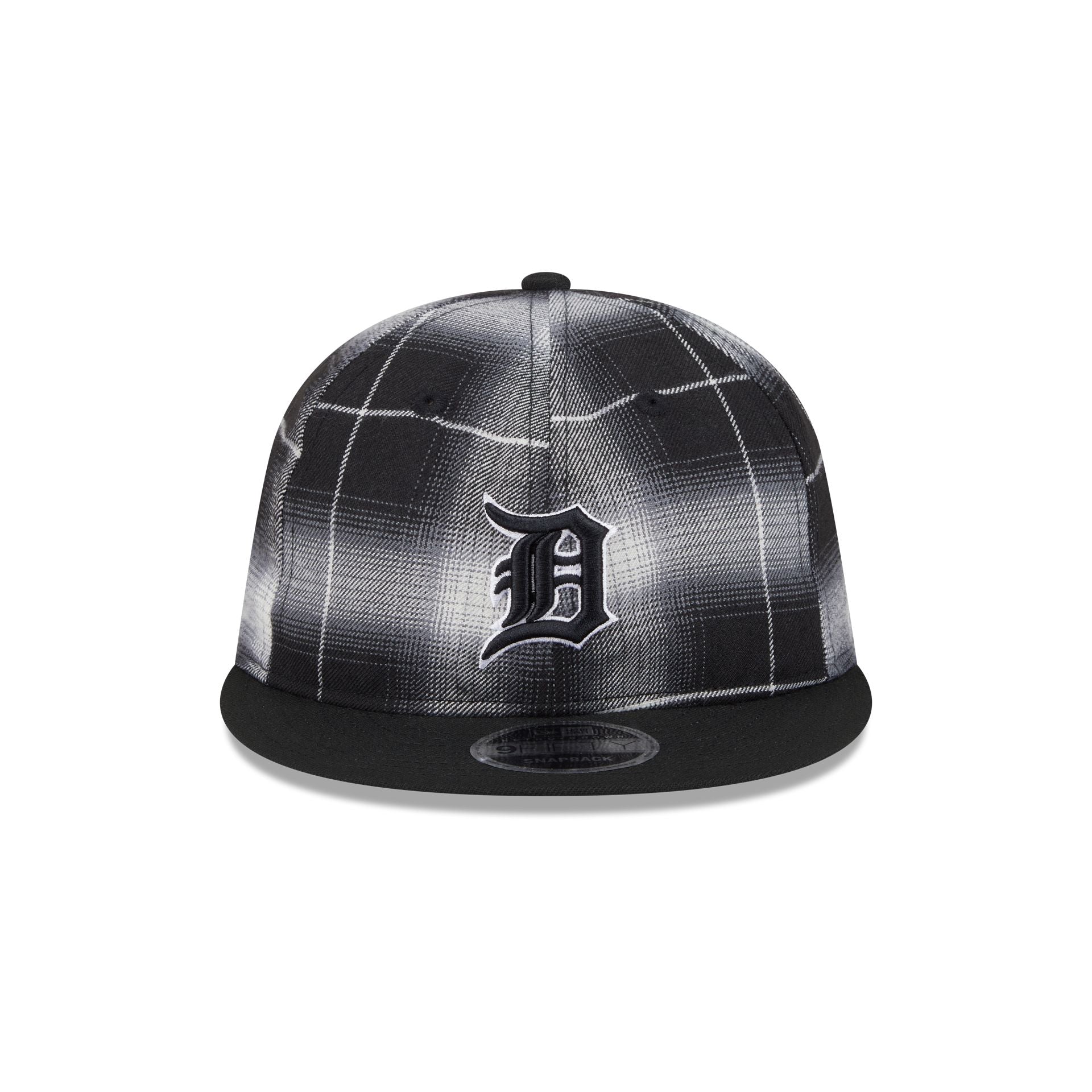 Detroit Tigers Black and White Plaid Retro Crown 9FIFTY Snapback Hat