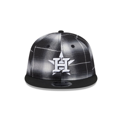 Houston Astros Black and White Plaid Retro Crown 9FIFTY Snapback Hat