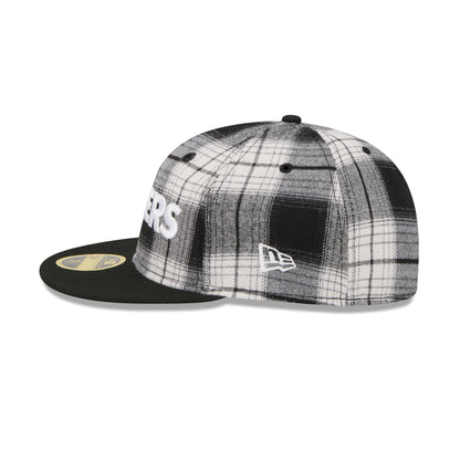 Las Vegas Raiders Grunge Plaid Retro Crown 59FIFTY Fitted Hat