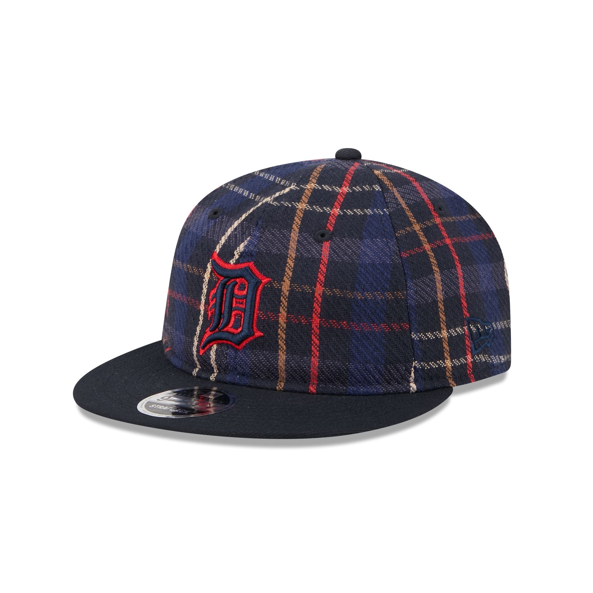 Detroit Tigers Grunge Plaid Retro Crown 9FIFTY Adjustable Hat