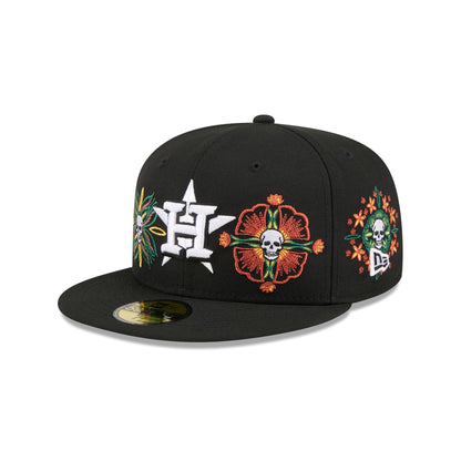 Houston Astros Day of the Dead Skull & Flowers 59FIFTY Fitted Hat