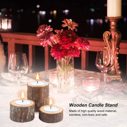Wooden Tea Light Candle Holders Set of 6, Personalized Natural Wooden Votive Tealight Holder for Rustic Centerpieces for Table, Great for Home, Wedding Various Festivals Decoration