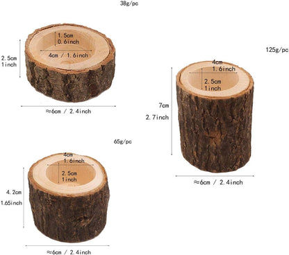 Wooden Tea Light Candle Holders Set of 6, Personalized Natural Wooden Votive Tealight Holder for Rustic Centerpieces for Table, Great for Home, Wedding Various Festivals Decoration