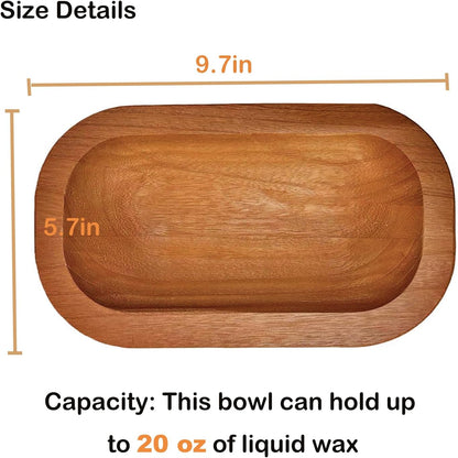 3 Pack 9.7in 20oz Wooden Dough Bowls for Candle Making Rustic Wooden Bowl Lightweight Candle Holder Empty Decorative Bowl (wicks included)