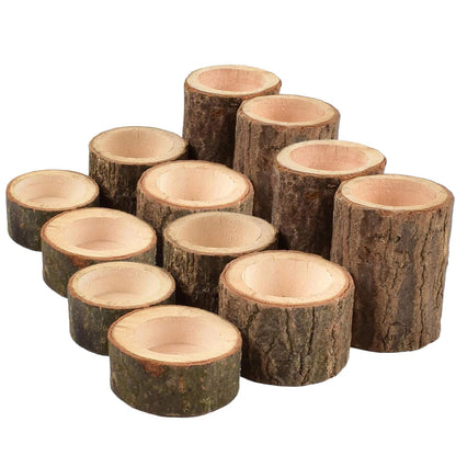 Wooden Tea Light Candle Holders Set of 6, Personalized Natural Wooden Votive Tealight Holder for Rustic Centerpieces for Table, Great for Home, Wedding Various Festivals Decoration