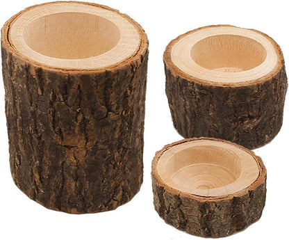 Wooden Tea Light Candle Holders Set of 6, Personalized Natural Wooden Votive Tealight Holder for Rustic Centerpieces for Table, Great for Home, Wedding Various Festivals Decoration